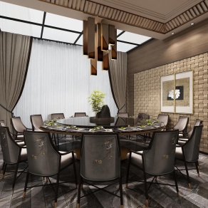 新中式包厢3D模型下载